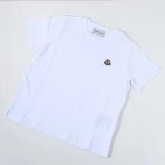 MONCLER モンクレール トップス Tシャツ 8C0001883907 キッズ ホワイト ロゴ クルーネック 春夏 半袖 ワッペン ロゴ