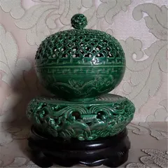 清乾隆 緑釉回転式透かし彫り香炉 現代工芸品 美術品 装飾品 置物 清乾隆 緑釉回転式透かし彫り香炉 現代工芸品 美術品 装飾品