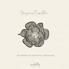 ブローチ カメリア パール ストーン シルバー 入学式 卒業式 大きめ おしゃれ きれいめ フォーマル 華やか