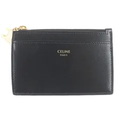 未使用品□CELINE セリーヌ 10M083FVO ジップ付きカードホルダー カーフスキン トリオンフ ゴールドチャーム 名刺入れ ブラック 箱・保存袋付き イタリア製 メンズ