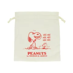 【メール便】スヌーピー 巾着袋 パフプリント巾着 きんちゃくポーチ PNAT11 アイボリー ピーナッツ サンスター文具 小物入れ キャラクター グッズ 