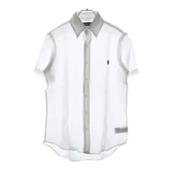 RALPH LAUREN (ラルフローレン) ロゴ刺繍 ボタンダウン 半袖リネンシャツ ホワイト 0200011589