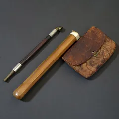 骨董・ヴィンテージ/煙草入れ 鳳凰紋唐革 鶴前金 白鶴在銘 煙管 煙管筒 骨董・ヴィンテージ/煙草入れ 鳳凰紋唐革 鶴前金 白鶴在銘 煙管