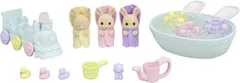 【新品】エポック社 シルバニアファミリー 人形・家具セット みるくウサギのみつごちゃんだいすきおふろセット DF-22 ドールハウス Sylvanian Families 社 のサムネイル