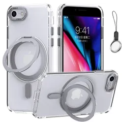 新品 iPhoneSE3/SE2/SE/8/7 用 ケース Magsafe対応【360°回転可能な Magsafeリングスタンド ホルダー 一体型・ストラップ1種付き】アイフォンSE 第3/2世代 iPhone 8カバースタンド機能 縦横両対応 HILEGEN