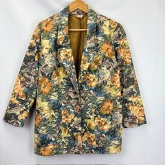 OLD French NAVY フラワー絵画プリント コットン シングルジャケット サイズ6P  MADE IN USA 07080901 02