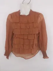 ◇ ◎ Lily Brown リリーブラウン ティアード シアー オシャレ リボン 長袖 カットソー サイズONE キャメル レディース P 【1307250011466】のサムネイル