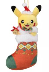 [Used] Plush Mascot/Plush Badge: Pikachu Plush Mascot from Paldea's Christmas Market "Pokémon" (Pokémon Center Limited Edition)