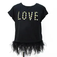 パトリツィアペペ PATRIZIA PEPE 半袖 カットソー Tシャツ 1 ブラック 黒 チュール フリンジ のサムネイル