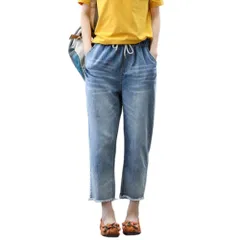 【人気商品】ジーンズ レディース ウエストゴム デニムパンツ クロップド丈 スタイリッシュ 春夏秋 [UQQA] アメカジ