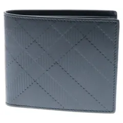 BURBERRY (バーバリー) エンボス チェック レザーコンパクトウォレット 二つ折り財布 8078355