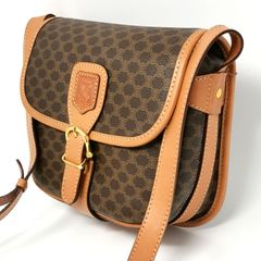 未使用 美品 CELINE セリーヌ ヴィンテージ マカダム ブラゾン トリオンフ 柄 レザー ショルダーバッグ ポシェット ブラウン 茶　管理番号KKVKO150