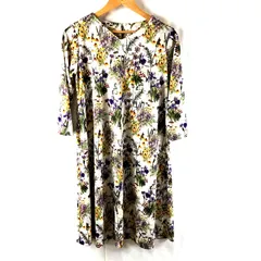 オットー otto collection ワンピース ロング 長袖 草花 ボタニカル柄 白 緑 黄 紫 Lサイズ 2025072100104のサムネイル