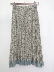 ◇ natural couture ナチュラルクチュール 花柄 膝下丈 プリーツ スカート サイズＦ グリーン系 マルチ レディース P  【1406180055233】