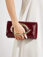 バッグ レディース ドレスバッグ 華やかな大容量イブニングクラッチ、輝くチェーンストラップ、ファッショナブルなフラップ、高級特許ソリッドカラーウェディングパーティーハンドバッグ、女性のチェーンショルダークロスボディ