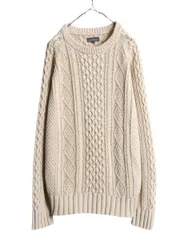 【お得なクーポン配布中!】 エルエルビーン シグネチャー フィッシャーマン コットン ニット セーター メンズ L / LLBEAN Signature 復刻モデル ケーブル ナチュラル