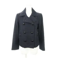 バーバリー ロンドン BURBERRY LONDON コート Pコート ピーコート ジャケット ダブル 裏地チェック 38 M 紺 ネイビー b1e01-519-28 /AH3 ■GY12のサムネイル