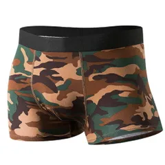 メンズ ボクサー ショーツ インナー 迷彩 カモフラージュ柄 通気性 ストレッチ 吸湿性 快適 フィット感 伸縮性 下着 コットン カジュアル 黒 青 緑 ms-023