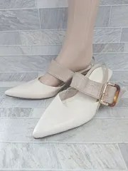 ◇ ⊂ ESPERANZA エスペランサ アンクルストラップ パンプス サイズM ベージュ系 レディース メンズ E  【1411070019547】