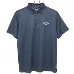 キャロウェイ 半袖ポロシャツ ネイビー×黒 千鳥格子 メンズ M ゴルフウェア Callaway