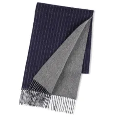[Elensia] エレンシア カシミヤブレンド リバーシブル マフラー レディース メンズ UVカット98%以上 チェック 30×186cm 160g 全13色 ネイビー チャコール [ネイビー チャコール]