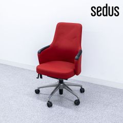 【中古品】Sedus セダス SILENT RUSH SR-100 サイレント ラッシュ オフィス アーム キャスター チェア レッド ファブリック