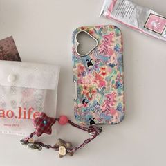 iphoneケース iphone16ケース 油絵感覚 ストラップ付き 人気 iphone15proケース ハードケース iphone14ケース iphone13proケース #05083