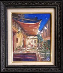 絵画油彩画油絵「三陸の海」4F 菊地正則渡仏美品手描き原画額付き