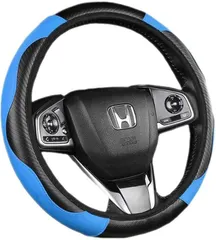 SES H.I.S （エスイーエス エイチ.アイ.エス） ハンドルカバー 車 滑り止め ステアリング アクセサリー ドライブ グリップ くるま カーボン 軽自動車 青(ブルー)