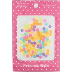 【新着商品】こんぺいとう ビーズパーツ 穴有 レジン封入 アクセサリーパーツ 7色アソート100個セット (6mm)