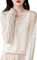 Dep Club 薄手カーディガン レディース オフィス uv 長袖 冷房対策 事務服 紫外線カット カーデガン 羽織るもの 羽織り(ベージュ,  XL)