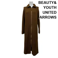 ◆ ビューティアンドユース BEAUTY&YOUTH ドライバーズニットロングワンピース 長袖 ブラウン 綿混 ウール混 サイズF レディース S5V552