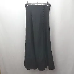 ◇ ⊂ one after another NICE CLAUP レースアップリボン プリーツ切替 ロング フレア スカート サイズS ブラック レディース E  【1507030015664】