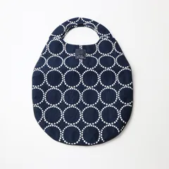 美品 ミナペルホネン mina perhonen tambourine エッグバッグ/ネイビー 刺繍 ハンドバッグ リネン タンバリン【2400014274028】