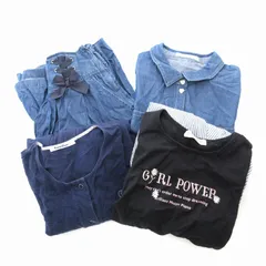 メゾピアノ mezzo piano ファミリア FAMILIAR まとめ売り 4点セット キュロット ワンピース シャツ 長袖 半袖 140cm×1 160cm×3 青 ブルー /DK ■PN