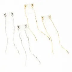 イヤリング レディース 日本製 ノンホールピアス オメガパーツ ノンアレルギー スクリューワイヤーパーツ フリンジ バックチャーム シンプル