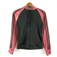 アディダス ジャージ パーカー トラックジャケット スポーツウエア アウター レディース Mサイズ ピンク×カーキ系 adidas 【中古】