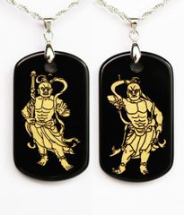 【開運縁起 アクセサリー】SV925 阿吽（あうん）金剛力士像 オニキス ペンダント【ネコポス発送】