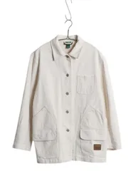 【お得なクーポン配布中!】 90s LAUREN ラルフローレン ホワイト デニム ハンティング ジャケット レディース L 古着 オールド ポロ コットン カバーオール コート 白