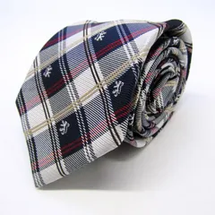 タカキュー ブランド ネクタイ シルク チェック柄 格子柄 PO メンズ ネイビー TAKA Q 【中古】