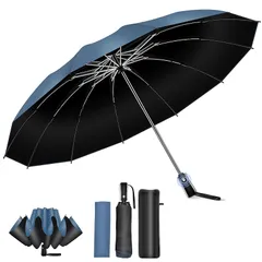 【逆折り式&12本骨超大サイズ】折りたたみ傘 ワンタッチ自動開閉 メンズ傘 大きい 逆折り式 折り畳み傘 風に強い テフロン加工 耐風撥水 丈夫耐久 折りたたみ日傘 遮光遮熱 UVカット 晴雨兼用傘 梅雨対策 台風対応 豪雨対応 メンズ レディース 収納ポ 1