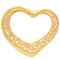 ティファニー Tiffany&Co. オープンハート ペンダントトップ ダイヤモンド K18YG 8.5g イエローゴールド エルサペレッティ レディース【中古】