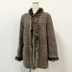 16h9《美品》MISSONI ミッソーニ ニットジャケット ニットコート ボーダー ファー イタリア製 92 マルチカラー レディースのサムネイル