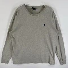 古着 90's/90年代 ポロバイラルフローレン Polo by Ralph Lauren 長袖Tシャツ ワンポイント ロゴ 刺繍 クルーネック M  グレー 無地 メンズ