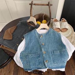 【秋物】10%割引中♡  セール　韓国子供服　ベビー服 　秋冬　デニム　ユニセックス　ジャケット　Gジャン　ベスト　90cm