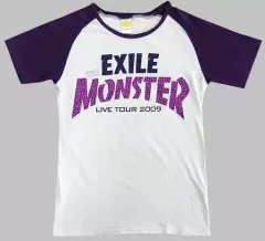 【中古】Tシャツ(男性アイドル) EXILE ラグランTシャツ ホワイト×パープル Sサイズ 「EXILE LIVE TOUR 2009 “THE MONSTER”」