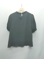 ◇ ⊂ NATURAL BEAUTY BASIC 楊柳 プリーツスリーブ 半袖 ブラウス トップス サイズM ブラック レディース E  【1411280047620】