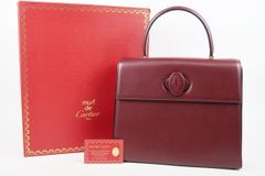 【超美品】Cartier カルティエ ターンロック ハンドバッグ ボルドー ブランド鞄【SU8】