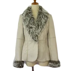 コムサイズム COMME CA ISM ジャケット コート フェイクムートン ボア フェイクファー M グレージュ