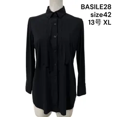 ◇BASILE28 バジーレベントット シャツ ブラウス 長袖 フリル ブラック 黒 サイズ42 XL 13号 レディース S5U369のサムネイル